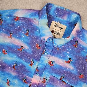 RSVLTS Men's Large Blue Button Up Sorcerer Mickey Fantasia Kunuflex Galaxy Shirt